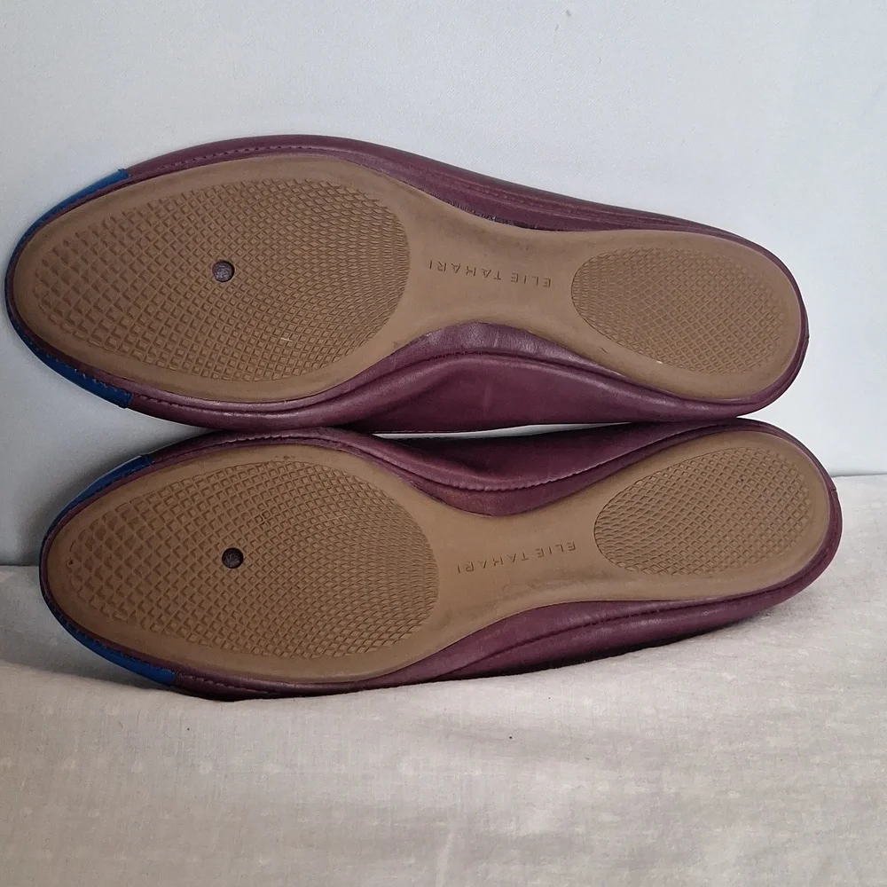 Elie Tahari Women's Flats with Blue and Purple Accents Zipper Detail SAMPLE